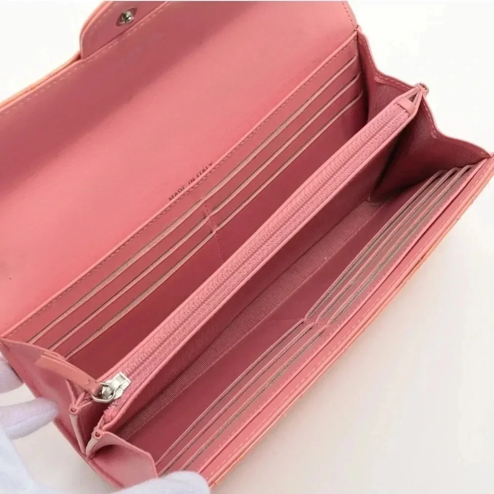 Chanel Quilted Patent leather Wallet, Pink/Champagne